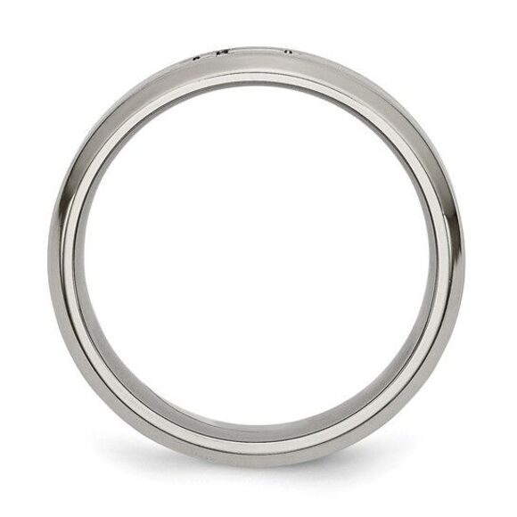 Kazi Luxury Chisel Titanium Brushed Center Cross Design 6mm Beveled Edge Band - Picture 2 of 9